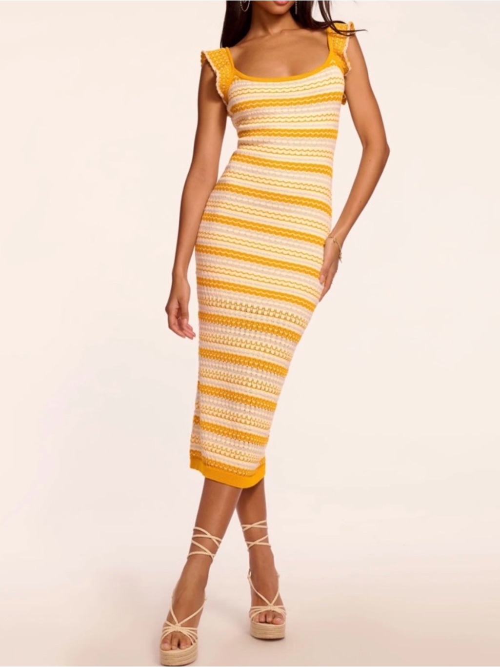 Ramy Brook Kit Knit Sleeveless Midi Dress In Yellow New Nwt